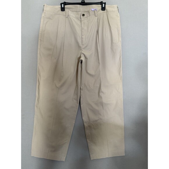 Brooks Brothers Chino Pleated Pants Men 40x30 Lot Of 2 Beige Cream Cotton Preppy - Picture 1 of 14